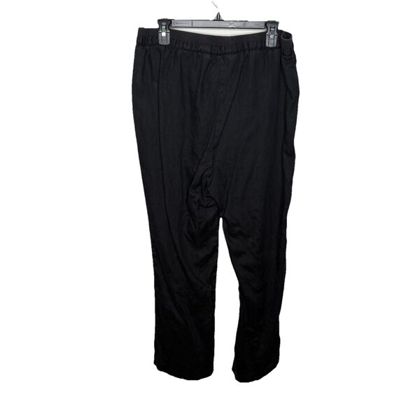 Company Ellen Tracy Black Magic Linen Pull on Drawstring Pants Womens Size Large - Picture 3 of 6
